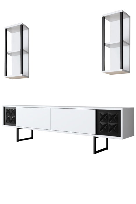 Hanah Home Mueble de TV Black Line - Blanco y Negro